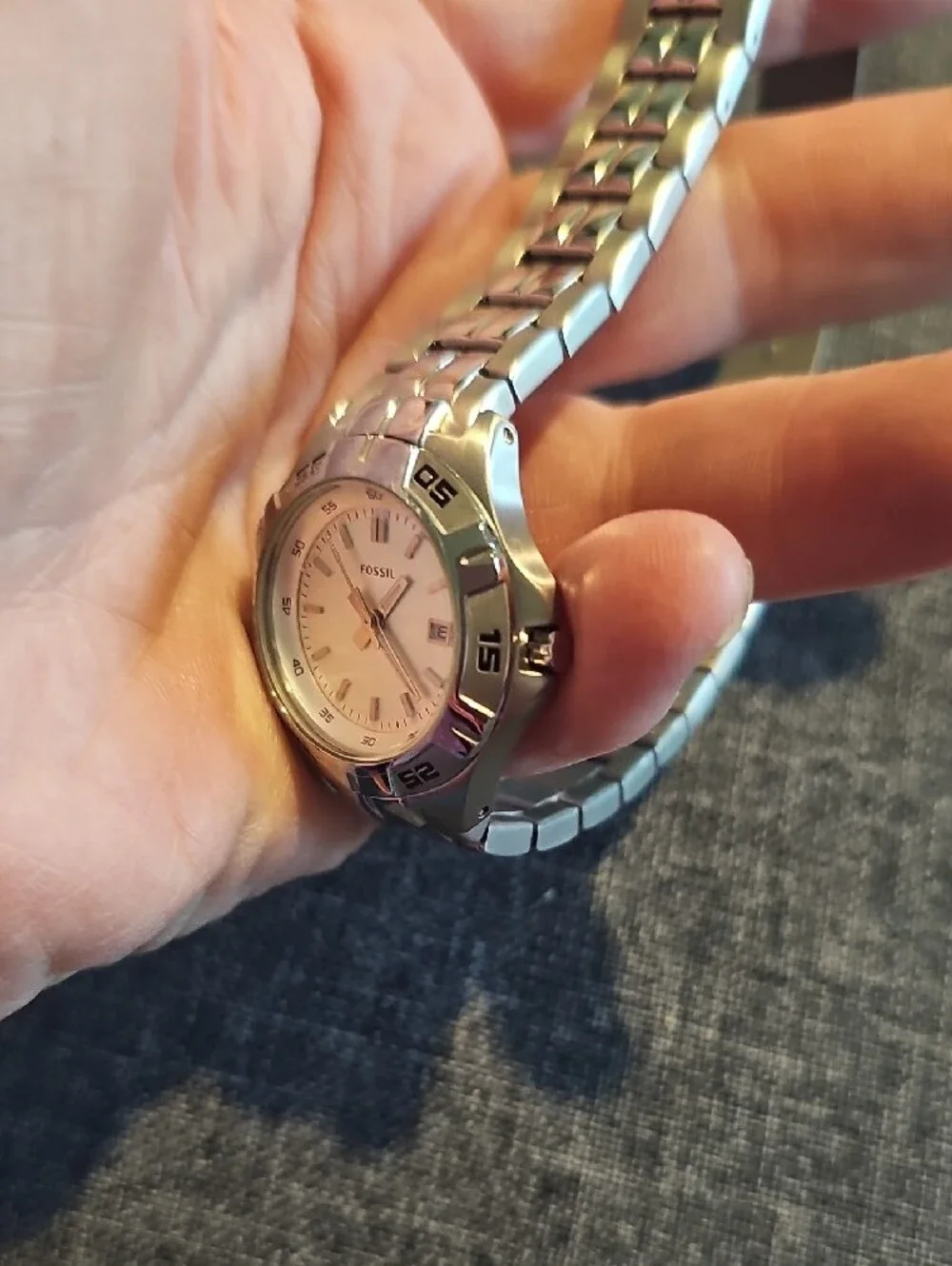 Fossil Silver Stainless Steel Watch Silver Dial Women Accessories Pt 5339